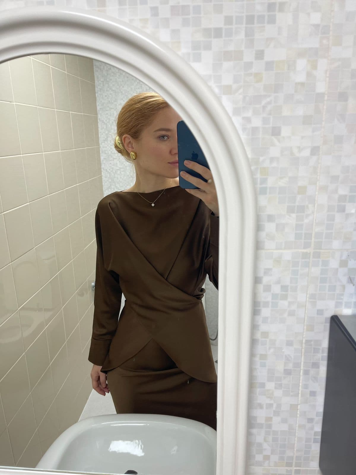 Customer photo — Tessa Top & Skirt Set in Satin
