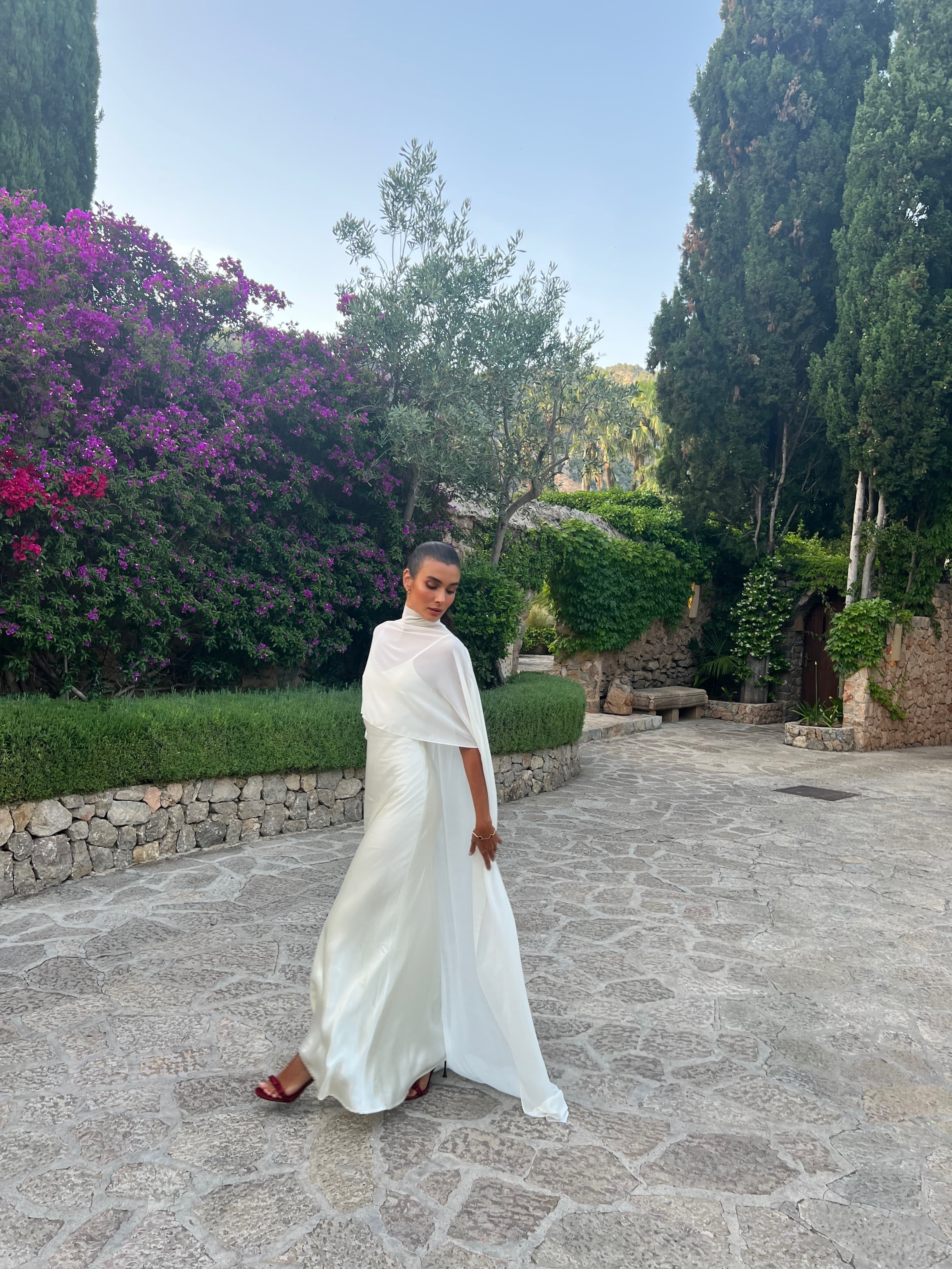 Customer photo — Estelle Cape Gown in Naia⢠Satin