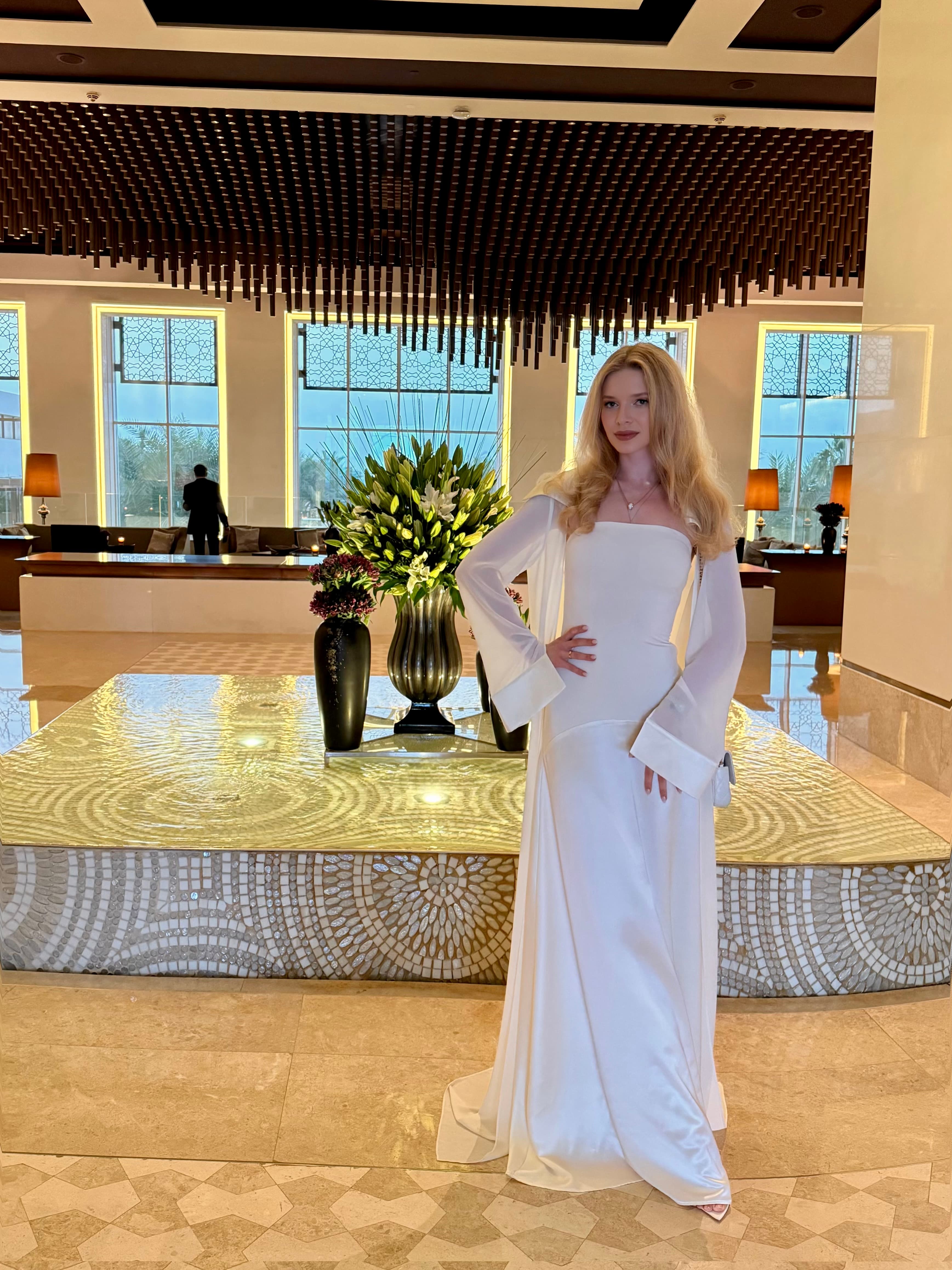 Customer photo — Amira Jacket & Dress Set in Naia⢠Satin