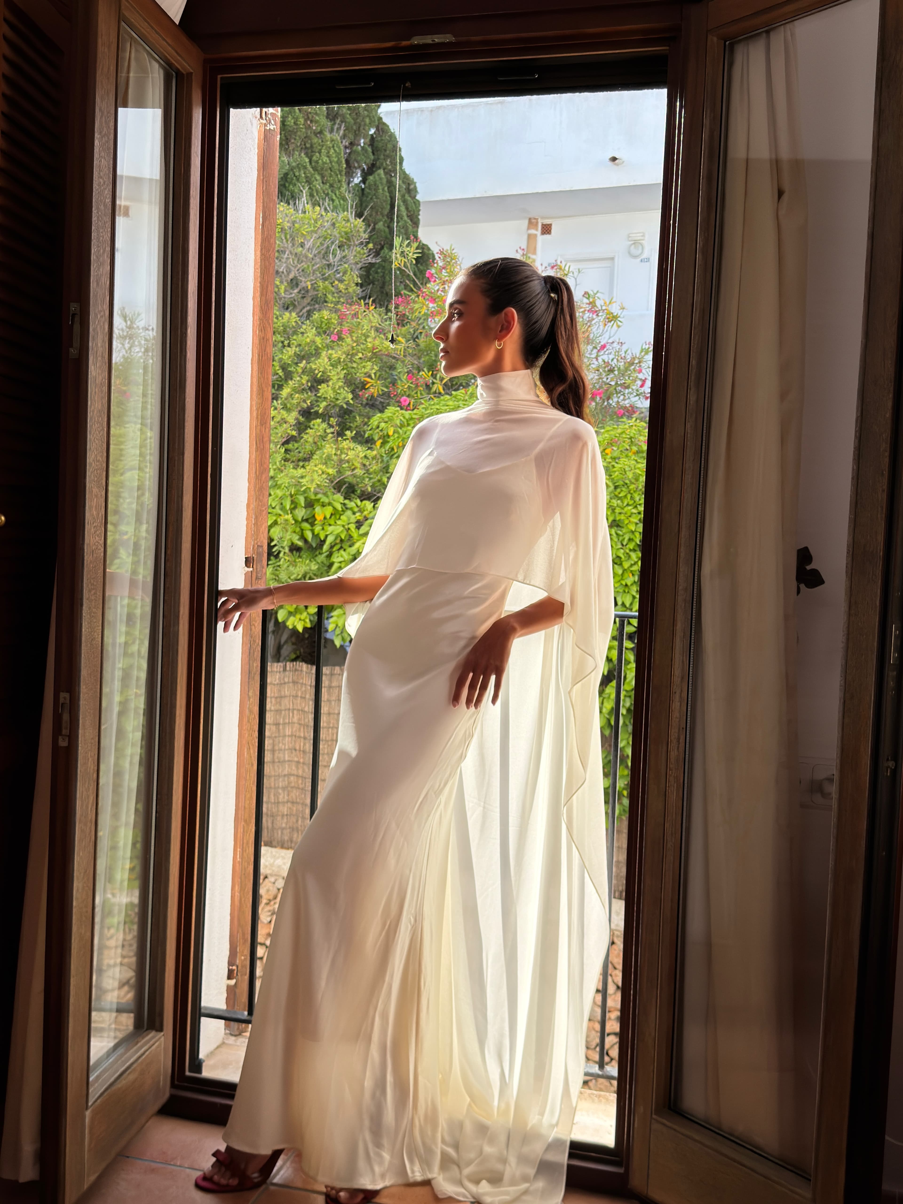 Customer photo — Estelle Cape Gown in Naia⢠Satin